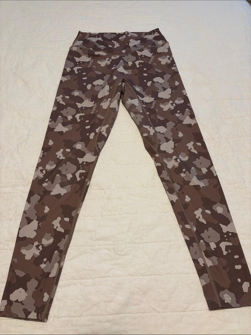 Camo Print Active Leggings - Brown & Tan